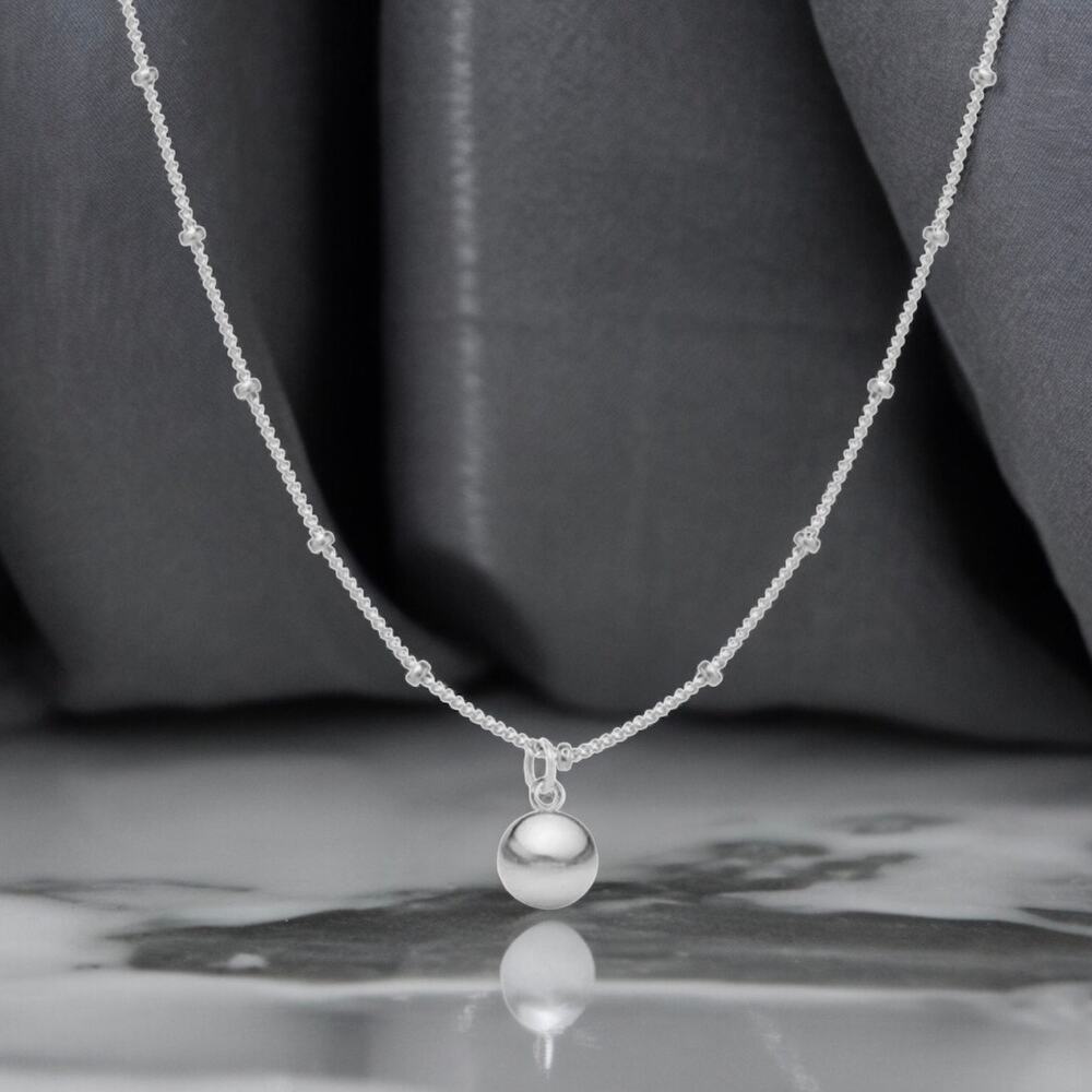 NEW 18K white gold plated beaded chain ball necklace jewelry gift B16A